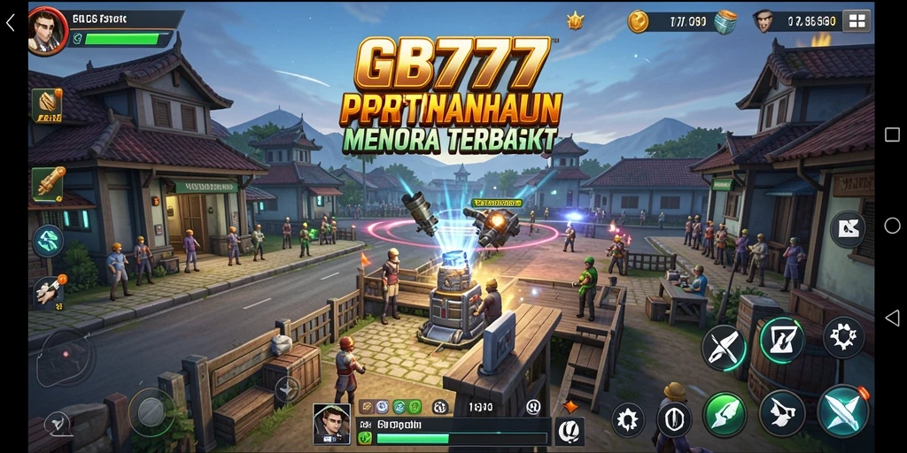 Screenshot GB777 menampilkan aksi seru dalam pertahanan menara.
