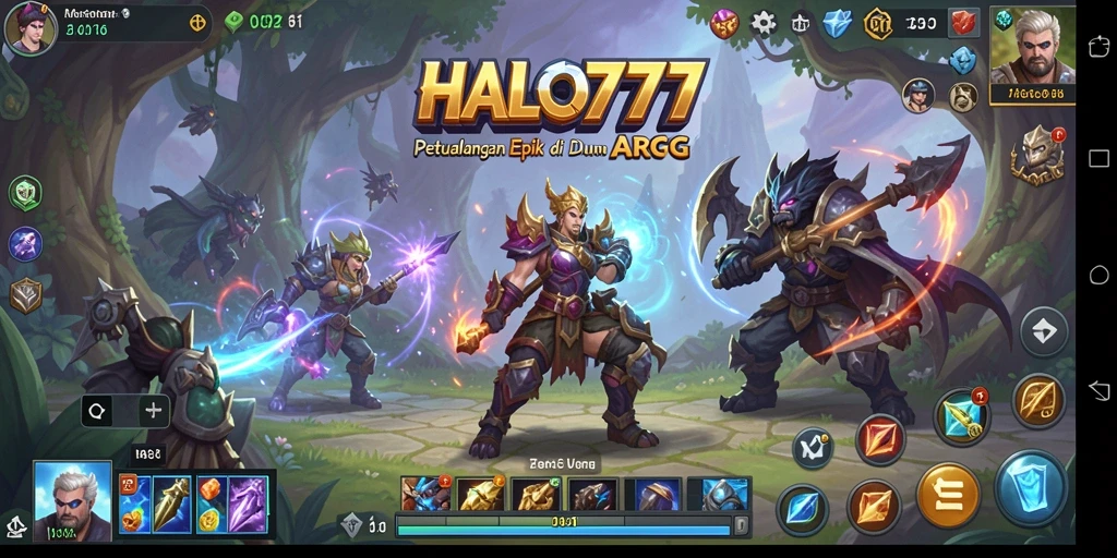 Tangkapan layar utama HALO777 menampilkan pertarungan epik dalam dunia ARPG.