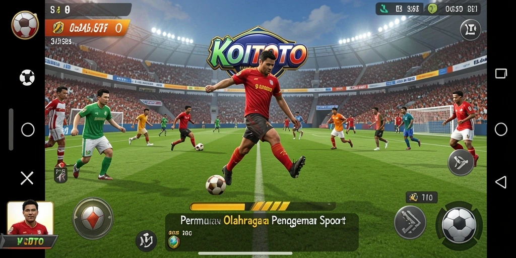 Tangkapan layar utama KOITOTO menampilkan serunya gameplay olahraga.